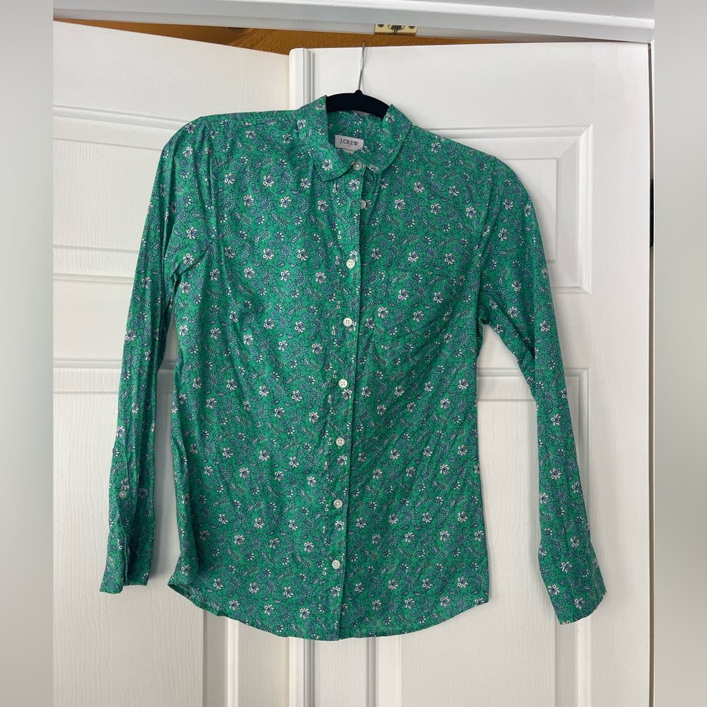 J CREW Floral Button down shirt. New, XS